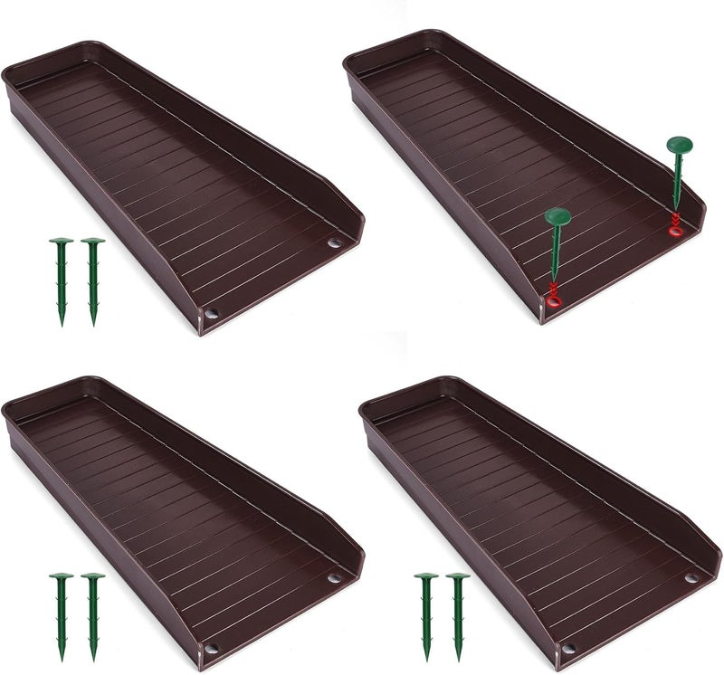 Creative.C 4 Pack Gutter Downspout Extensions,Rain Gutter Downspout Splash Block,Downspout Diverter,Down Spout Drain Extension,Gutter Splash Prevention Device for Cement Floor Lawn Ground (Brown) - Image 1